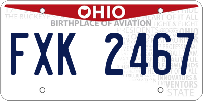 OH license plate FXK2467