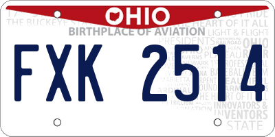 OH license plate FXK2514