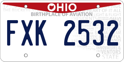 OH license plate FXK2532