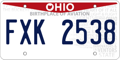 OH license plate FXK2538