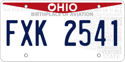 OH license plate FXK2541