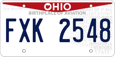 OH license plate FXK2548