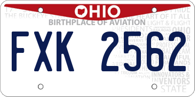 OH license plate FXK2562