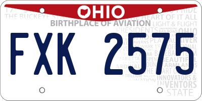 OH license plate FXK2575