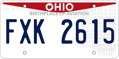 OH license plate FXK2615