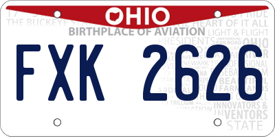 OH license plate FXK2626