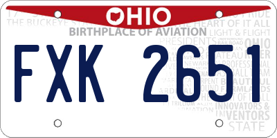 OH license plate FXK2651