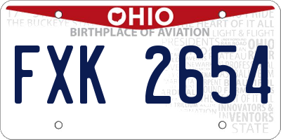 OH license plate FXK2654
