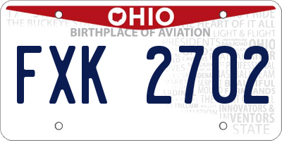 OH license plate FXK2702