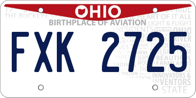 OH license plate FXK2725