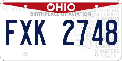 OH license plate FXK2748