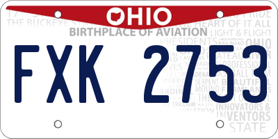 OH license plate FXK2753