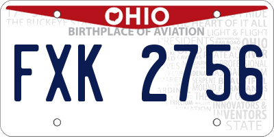 OH license plate FXK2756