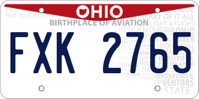 OH license plate FXK2765
