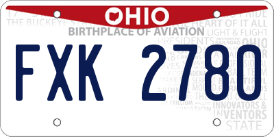 OH license plate FXK2780