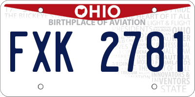 OH license plate FXK2781