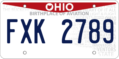 OH license plate FXK2789