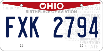 OH license plate FXK2794