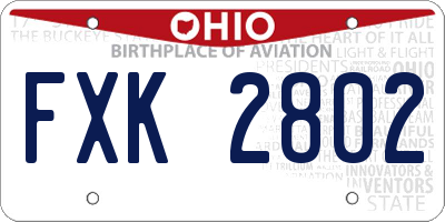 OH license plate FXK2802