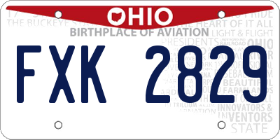 OH license plate FXK2829