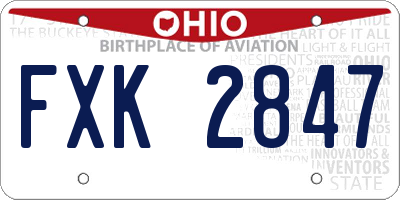 OH license plate FXK2847