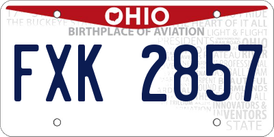 OH license plate FXK2857
