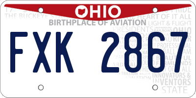 OH license plate FXK2867