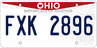 OH license plate FXK2896