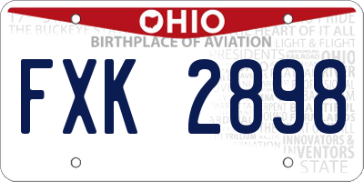 OH license plate FXK2898