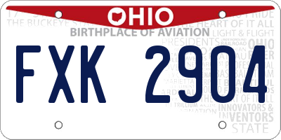 OH license plate FXK2904