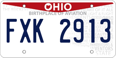 OH license plate FXK2913