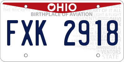 OH license plate FXK2918