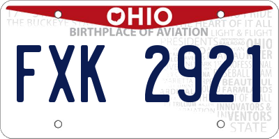 OH license plate FXK2921