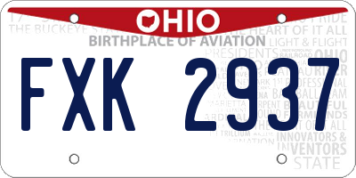 OH license plate FXK2937