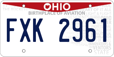 OH license plate FXK2961