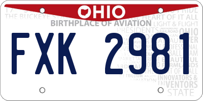 OH license plate FXK2981