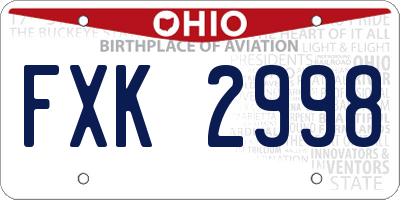 OH license plate FXK2998