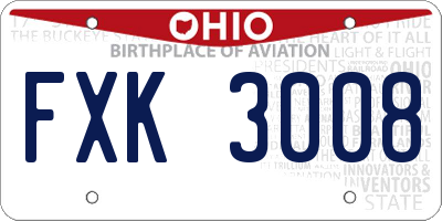 OH license plate FXK3008