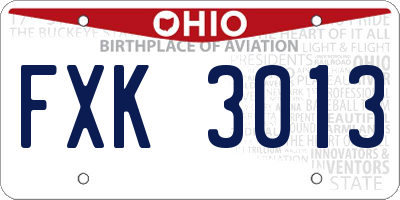 OH license plate FXK3013