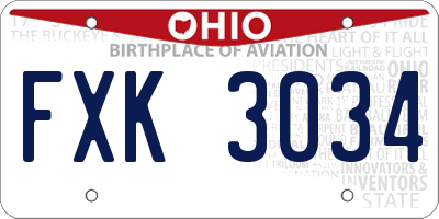 OH license plate FXK3034