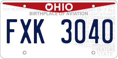 OH license plate FXK3040