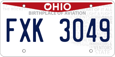 OH license plate FXK3049