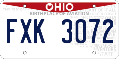 OH license plate FXK3072