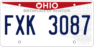 OH license plate FXK3087