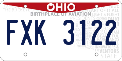 OH license plate FXK3122