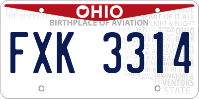 OH license plate FXK3314