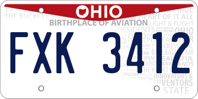 OH license plate FXK3412