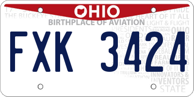 OH license plate FXK3424