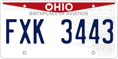 OH license plate FXK3443