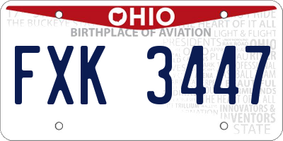 OH license plate FXK3447